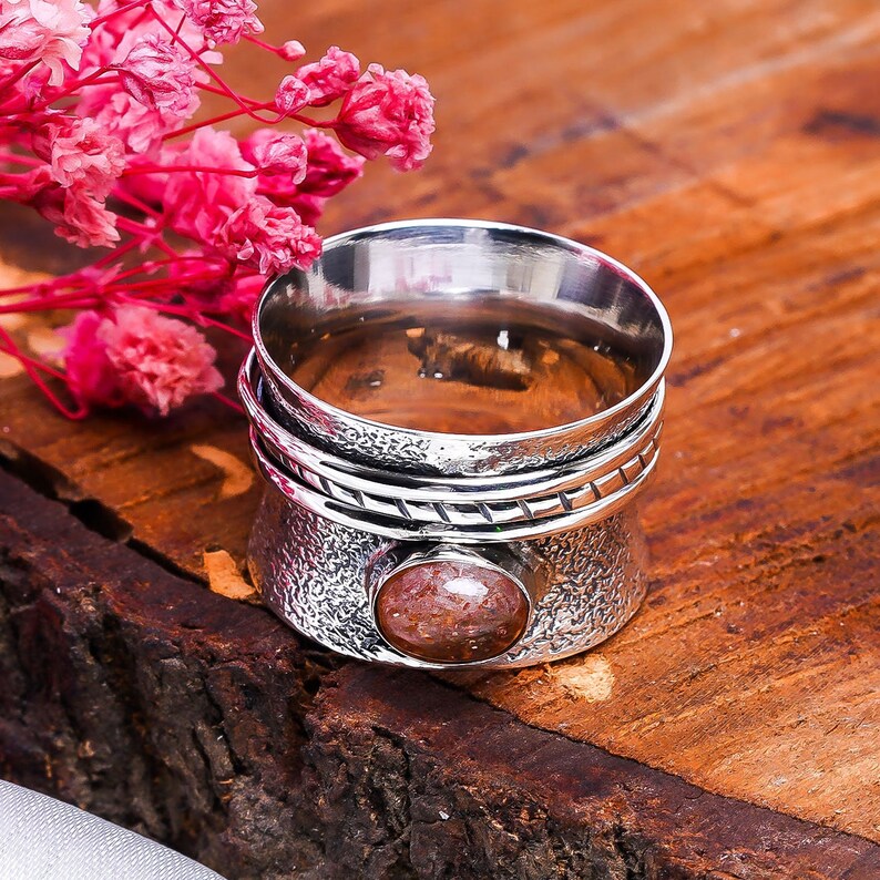 Spinner Meditation Sunstone Ring