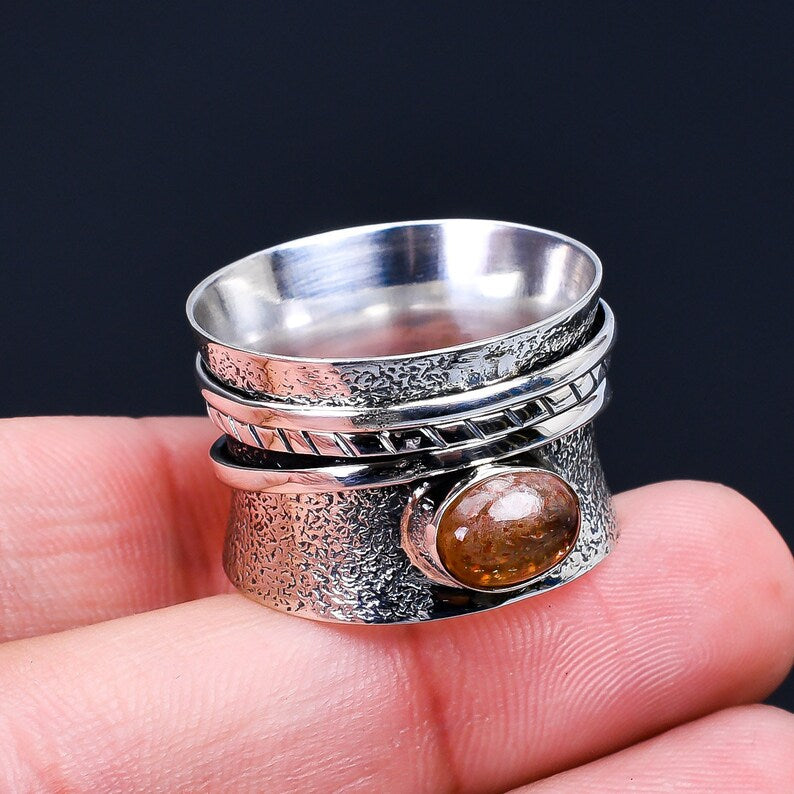 Spinner Meditation Sunstone Ring
