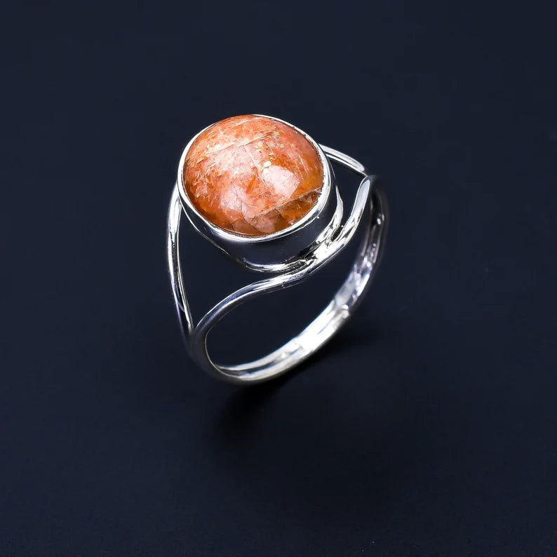 Natural Sunstone Gemstone Handmade Sandstone Ring