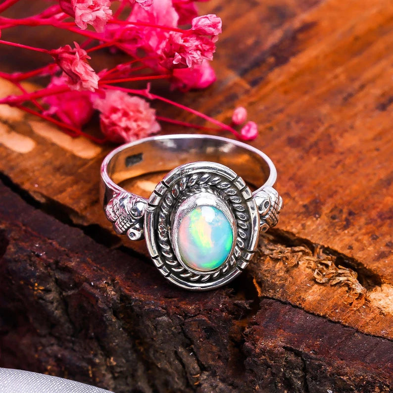 Opal Cluster Birthstone Ring