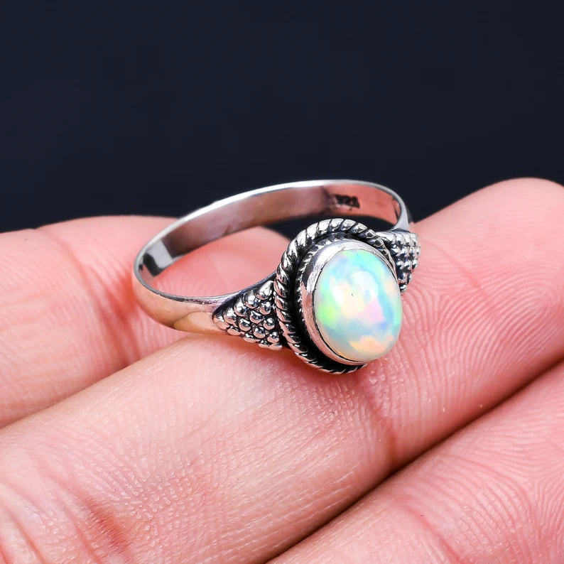 Opal Handcrafted Birthstone Ring