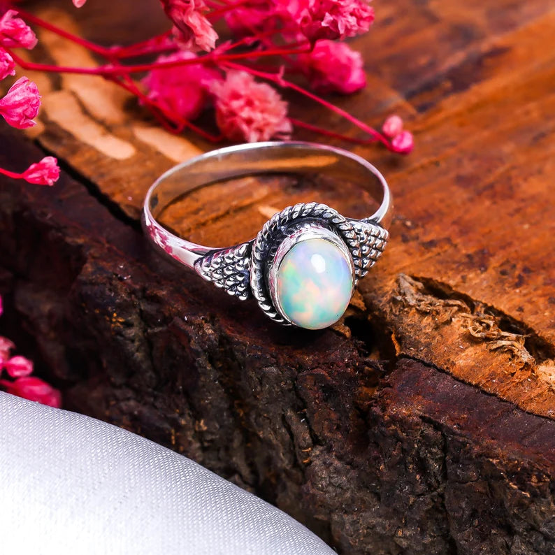 Opal Handcrafted Birthstone Ring