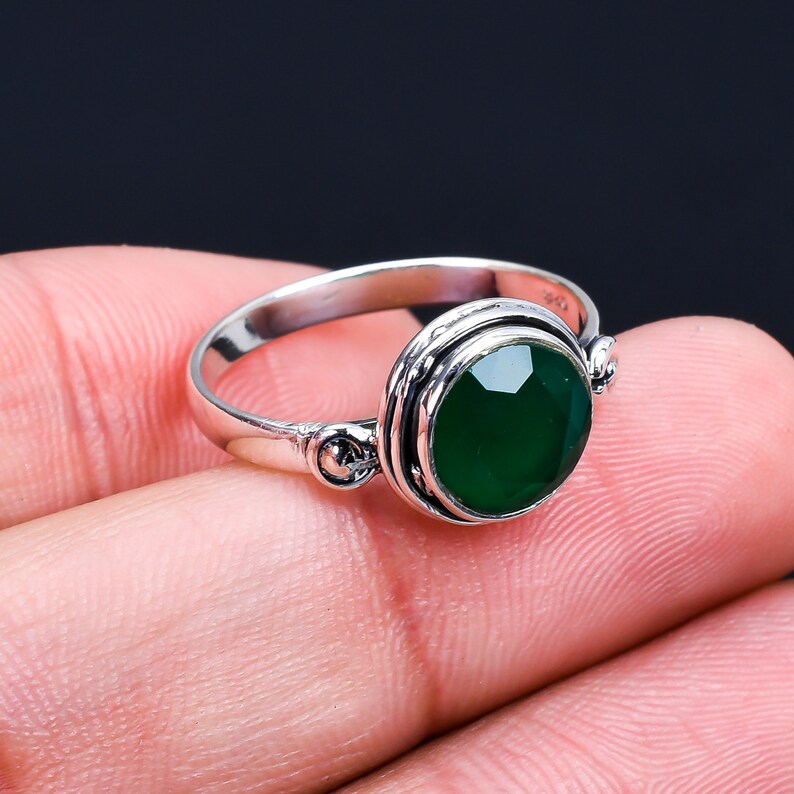 Gemstone Green Onyx Handmade Birthstone Ring