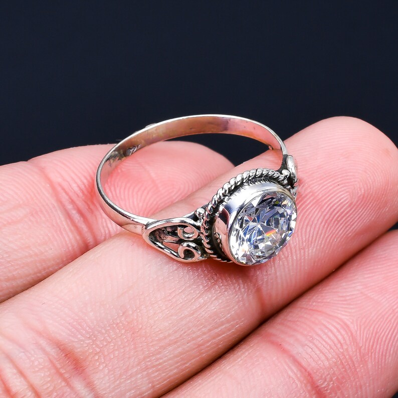 Cubic Zirconia Handcrafted Engagement Gemstone Ring