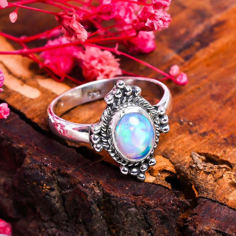 Opal Statement Handcrafted Birthstone Ring
