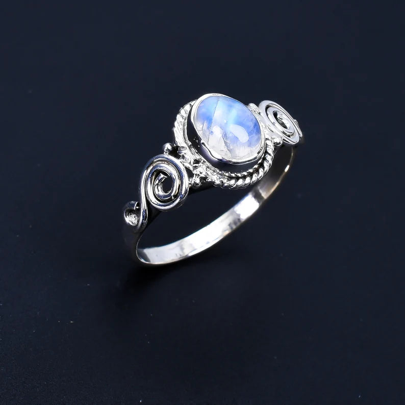 Rainbow Moonstone Handmade Promise Ring