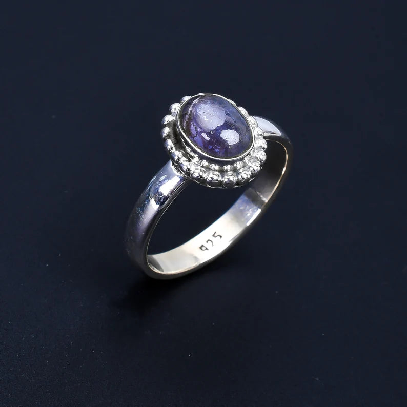 Iolite Handcrafted Gemstone Birthstone Statement Ring