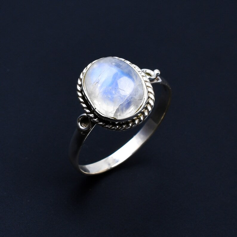 Rainbow Moonstone Handmade Promise Ring