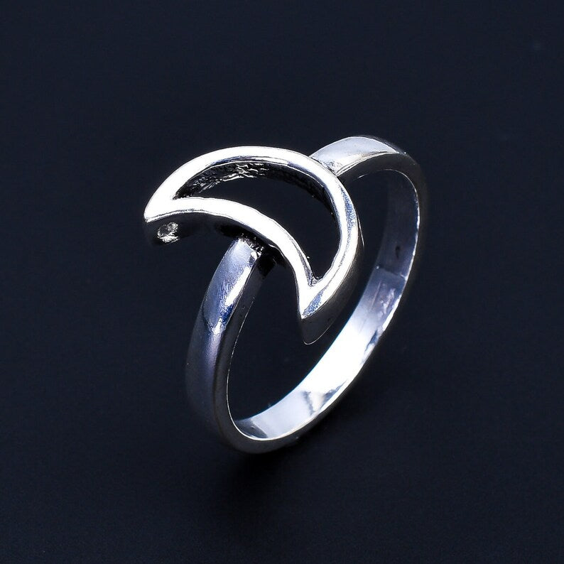 Crescent Half Moon Statement Handcrafted Minimalist Ring