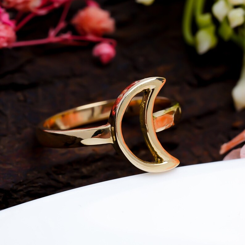Crescent Half Moon Statement Handcrafted Minimalist Ring