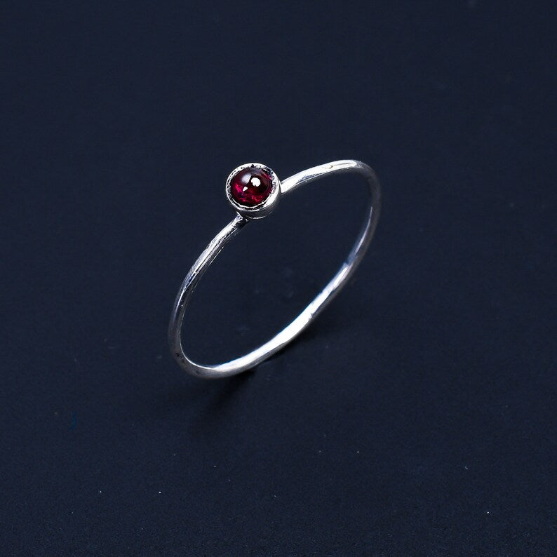 Garnet Gemstone Handcrafted Statement Minimalist Ring