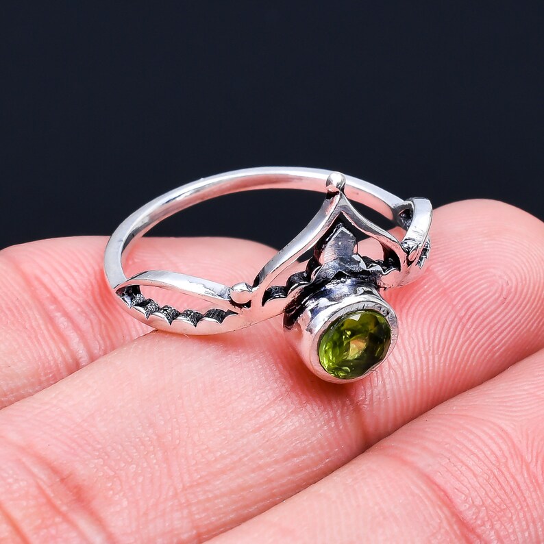 Peridot Gemstone Statement Handcrafted Crown Ring