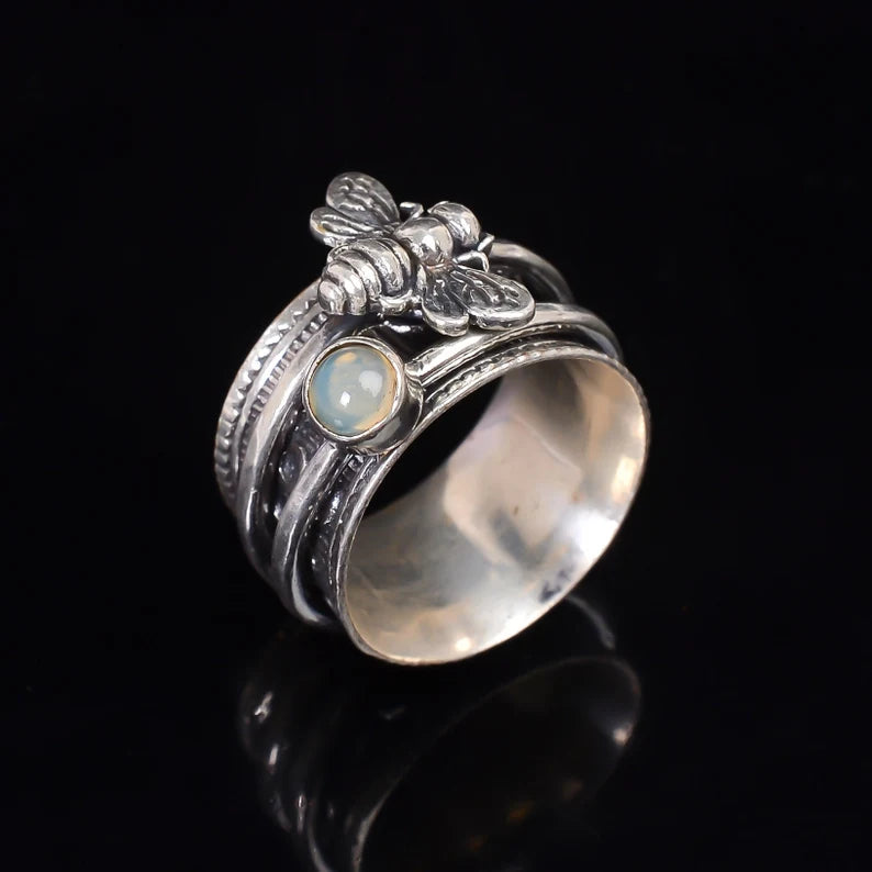 Opal Gemstone Spinner Honeybee Ring