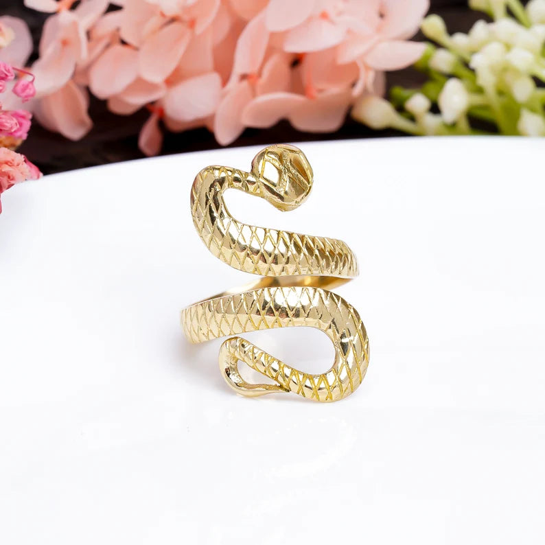 Adjustable Statement Snake Handcrafted Cobra Ring