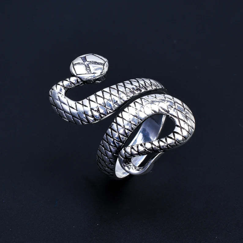 Adjustable Statement Snake Handcrafted Cobra Ring