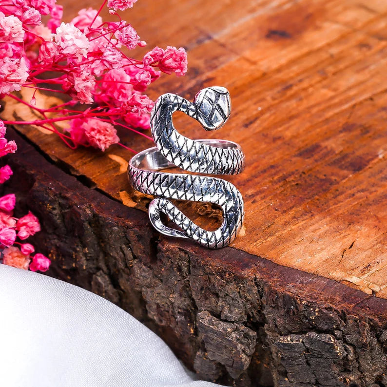 Adjustable Statement Snake Handcrafted Cobra Ring
