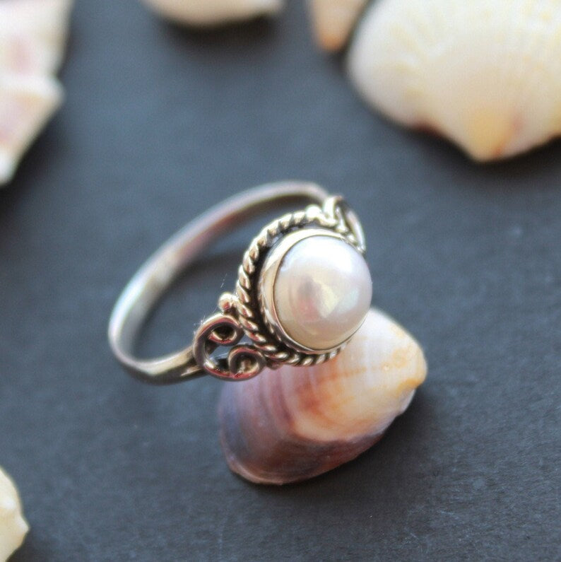 Natural Pearl Handmade Gemstone Statement Ring