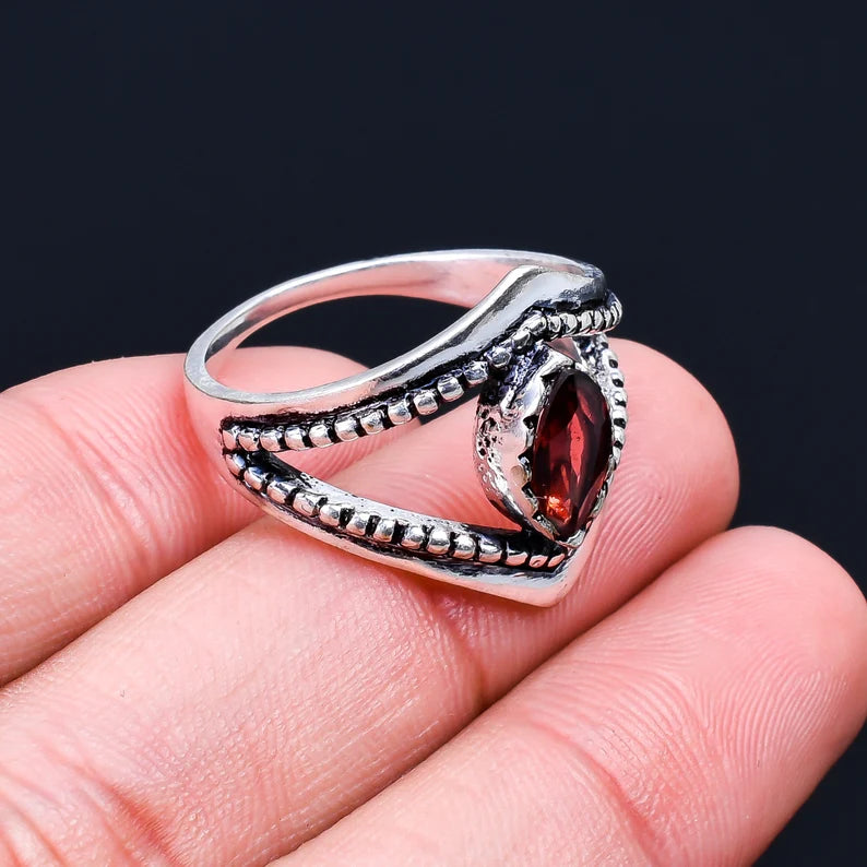 Garnet Statement Marquise Shaped Gemstone Ring