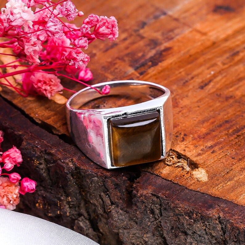 Tiger's Eye Gemstone Promise Statement Ring