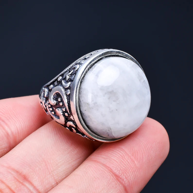 Moonstone Gemstone Statement Birthstone Handcrafted Ring