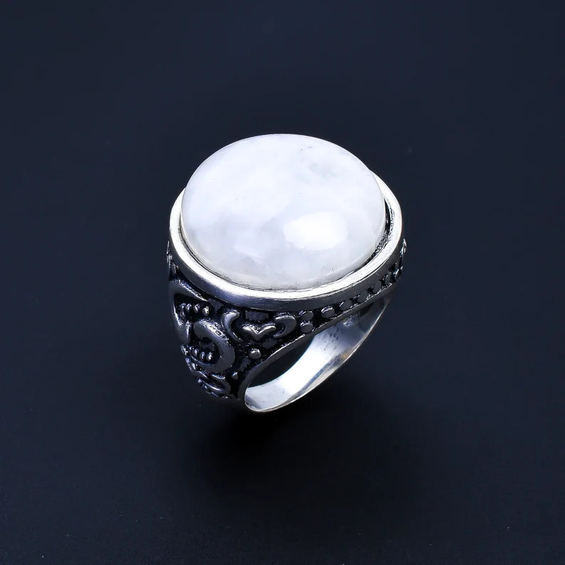 Moonstone Gemstone Statement Birthstone Handcrafted Ring
