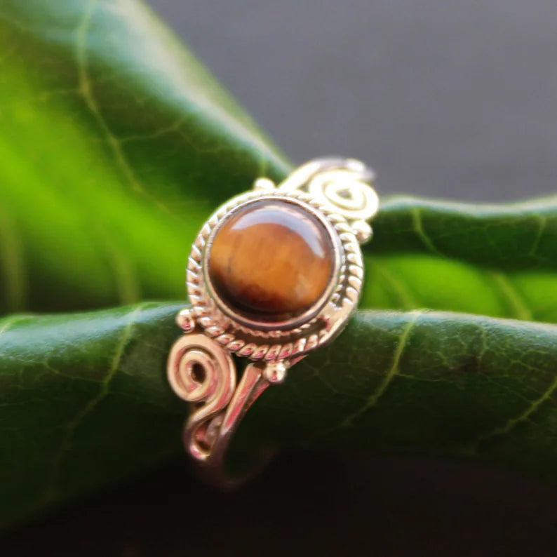 Tiger's Eye Statement Promise Gemstone Handcrafted Ring