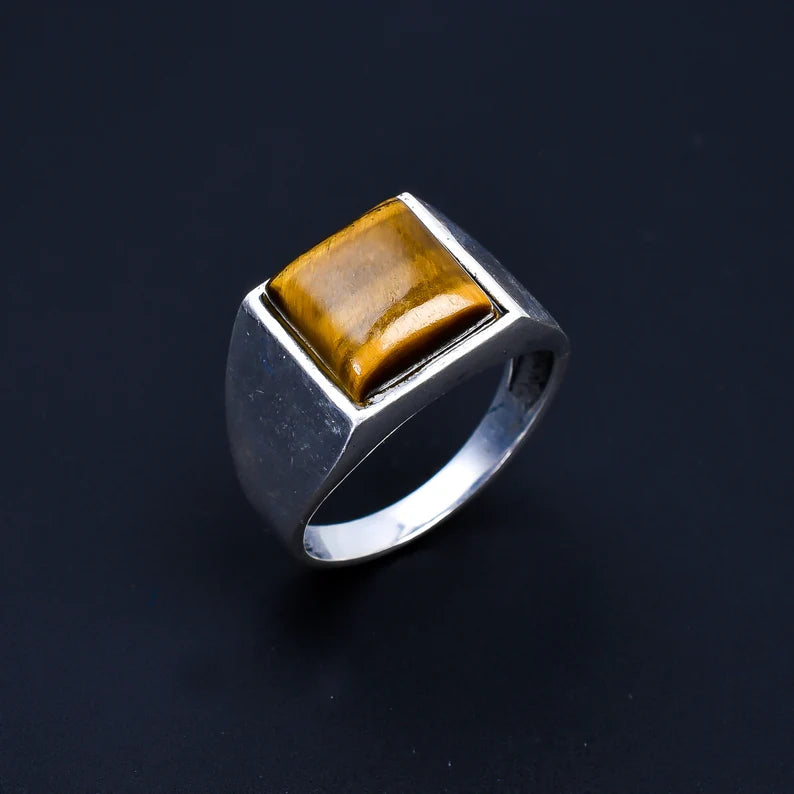 Tiger's Eye Gemstone Promise Statement Ring