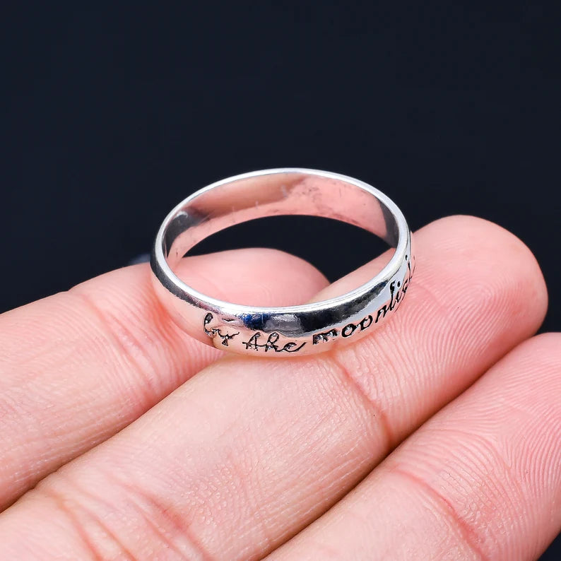 By The Moonlight Engraved Handcrafted Statement Ring
