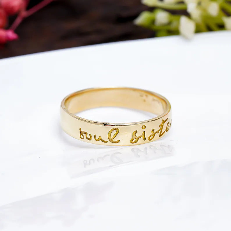 Soul Sister Engraved Statement Minimalist Handcrafted Ring