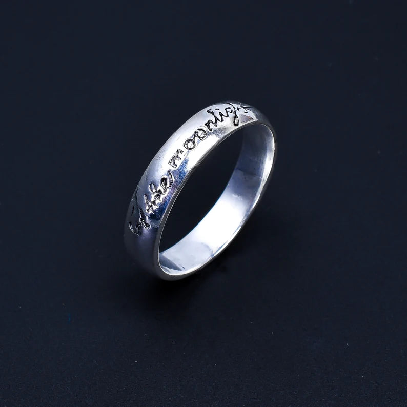 By The Moonlight Engraved Handcrafted Statement Ring