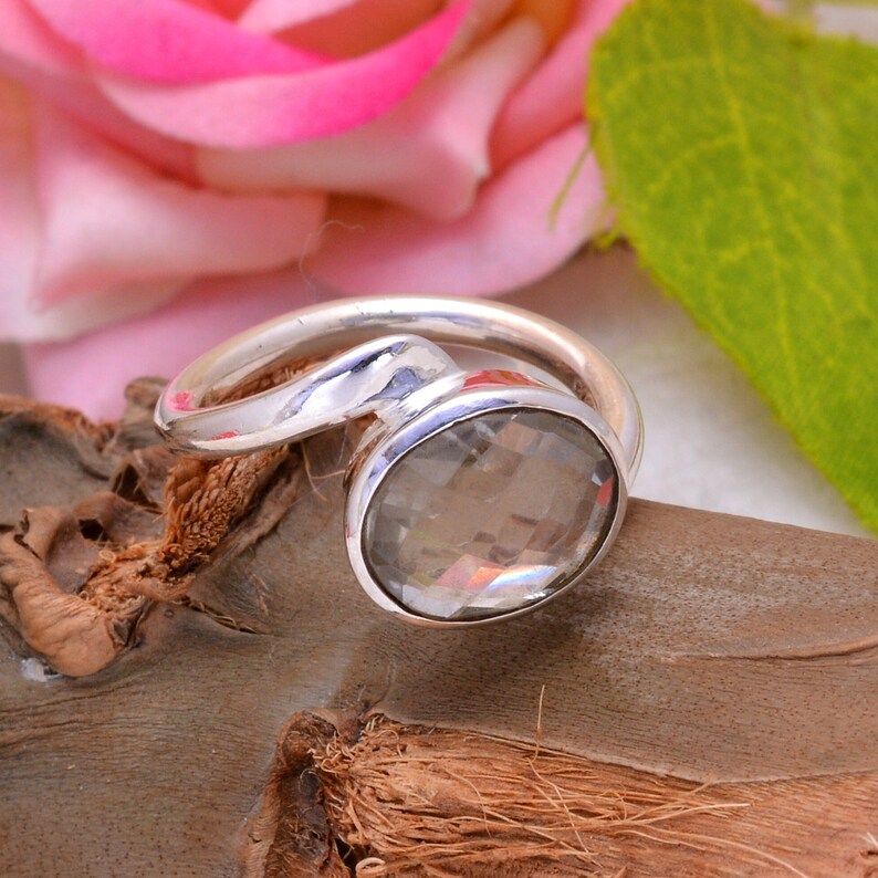 Crystal Quartz Handmade Statement Birthstone Ring