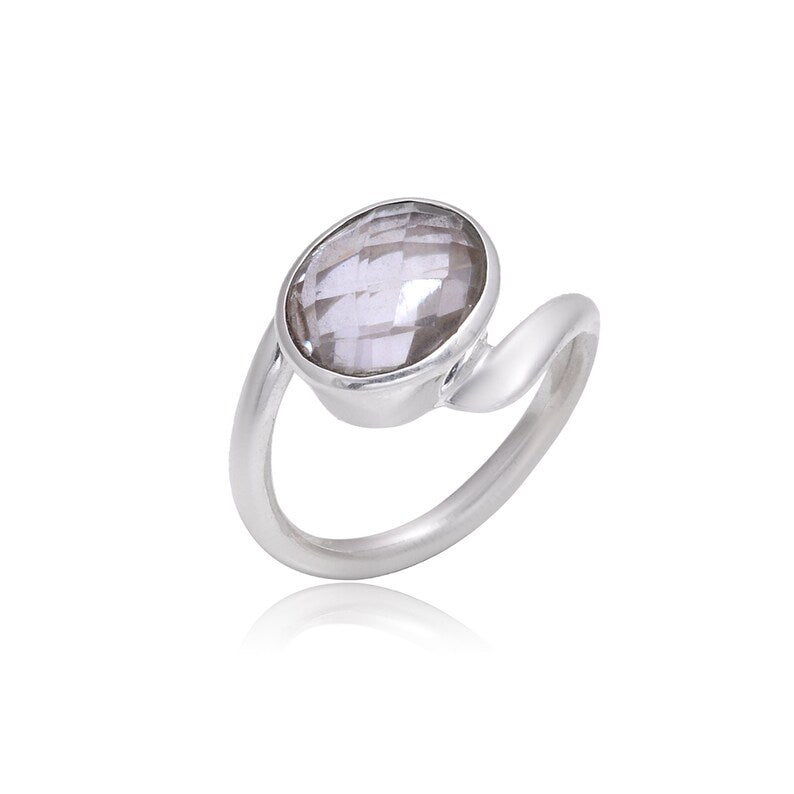 Crystal Quartz Handmade Statement Birthstone Ring