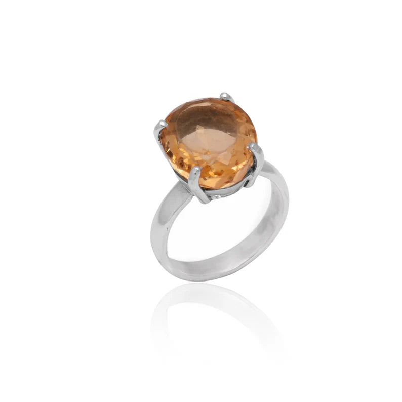 Natural Citrine Gemstone Statement Promise Ring
