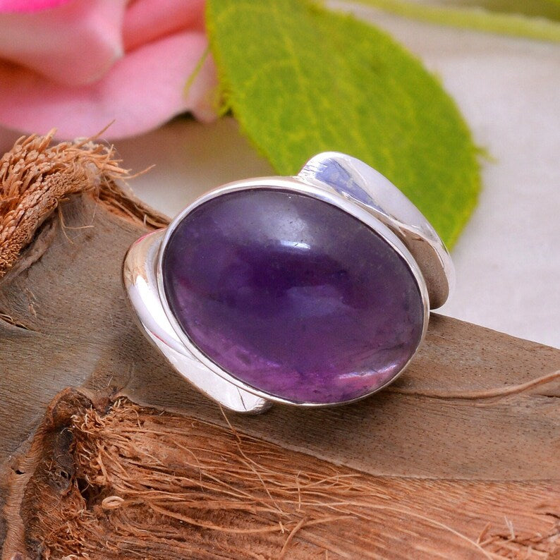 Amethyst Gemstone Birthstone Statement Ring