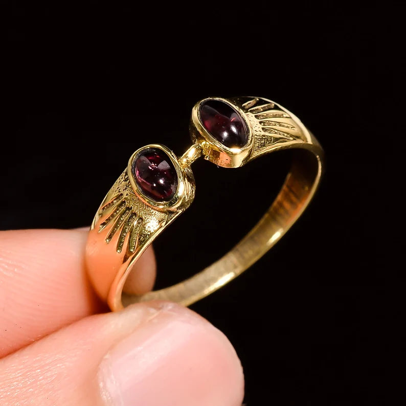 Garnet Gemstone Handmade Statement Adjustable Ring
