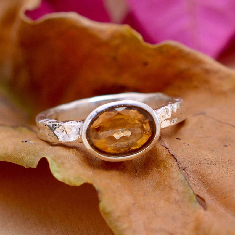 Natural Citrine Gemstone Statement Handcrafted Ring