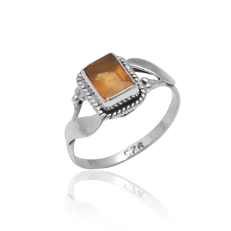 Natural Citrine Gemstone Statement Handcrafted Ring