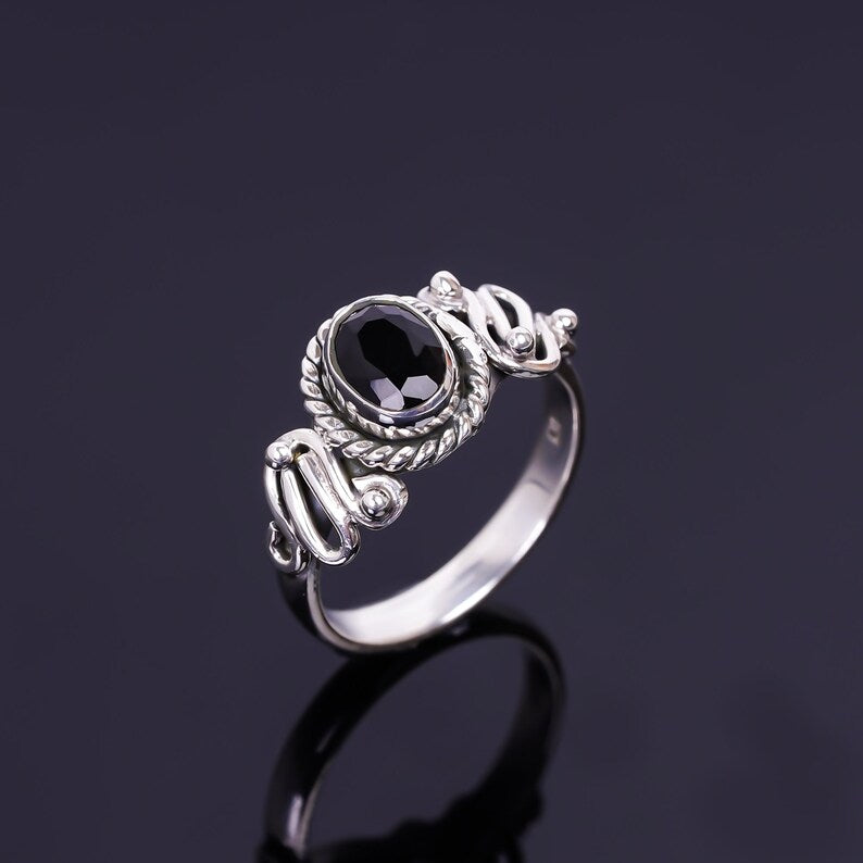 Black Onyx Handcrafted Statement Gemstone Ring