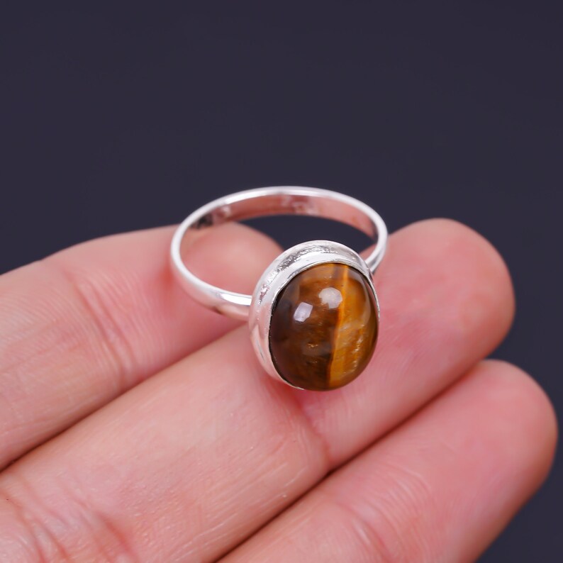 Tiger's Eye Gemstone Handcrafted Statement Minimalist Ring