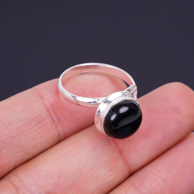 Black Onyx Handcrafted Birthstone Gemstone Ring