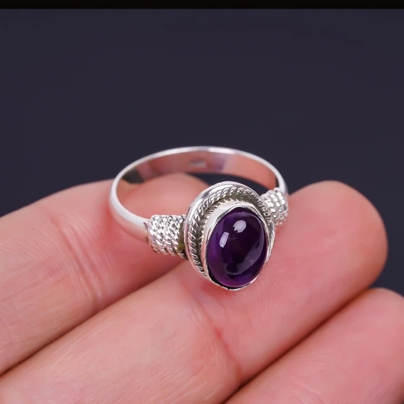 Gemstone Statement Amethyst Handcrafted Ring