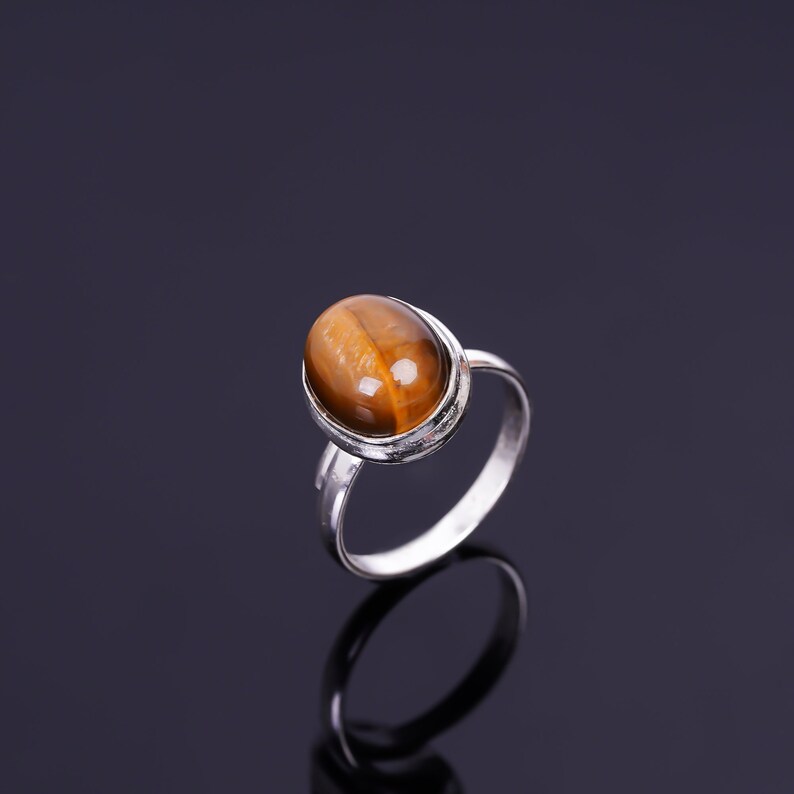 Tiger's Eye Gemstone Handcrafted Statement Minimalist Ring