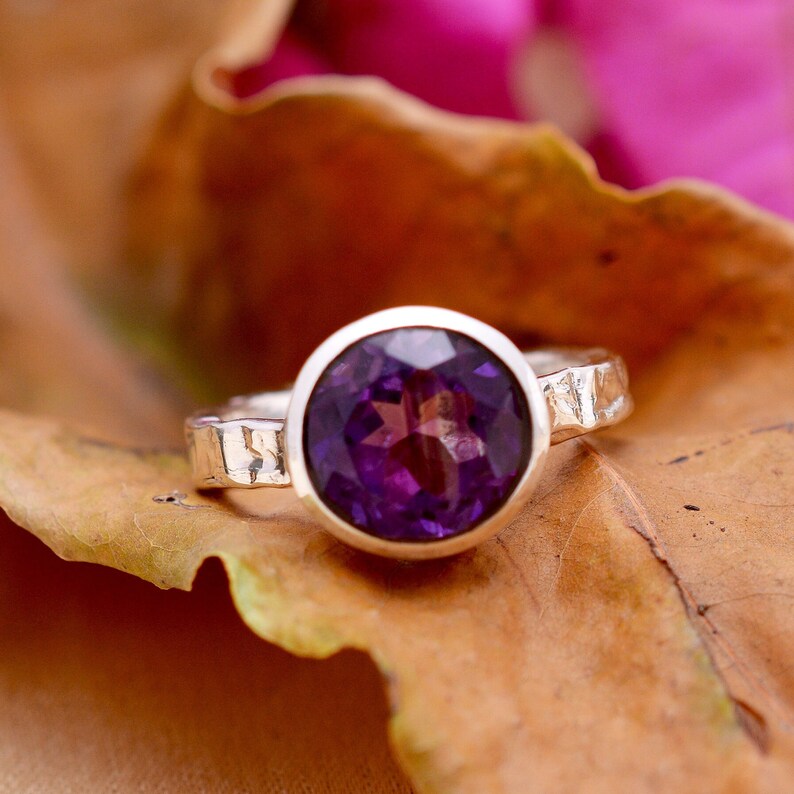 Genuine Amethyst Handmade Promise February Birthstone Ring