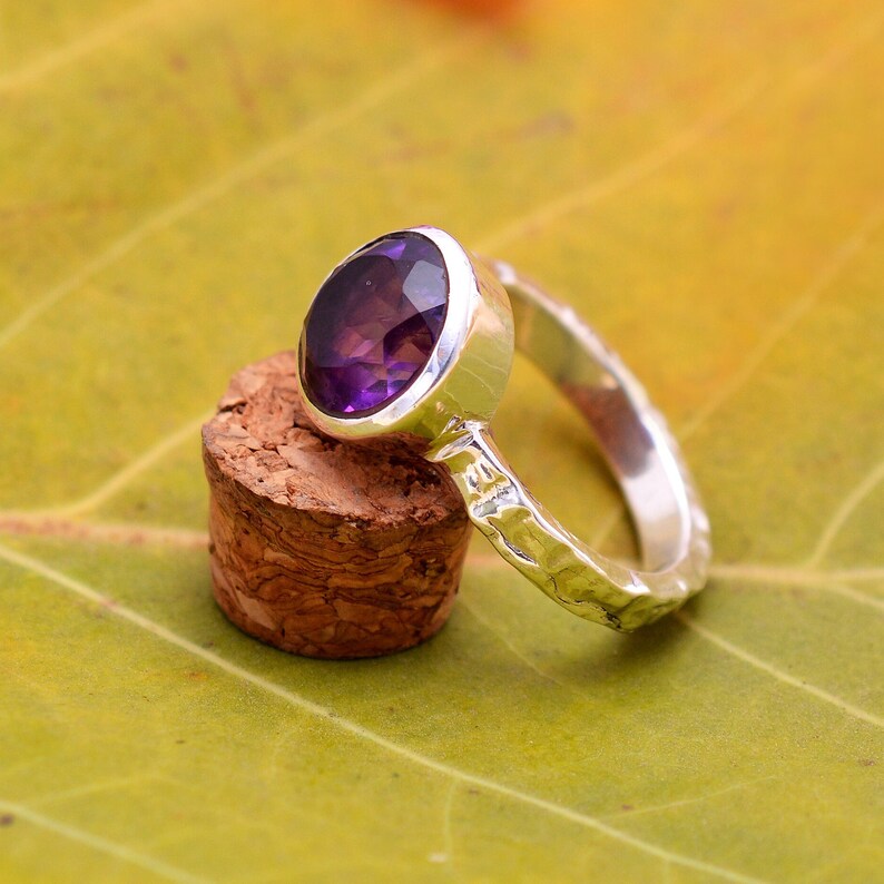 Genuine Amethyst Handmade Promise February Birthstone Ring