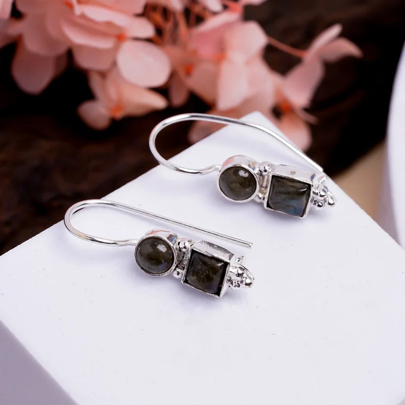 Labradorite Gemstone Handcrafted Drop Earrings