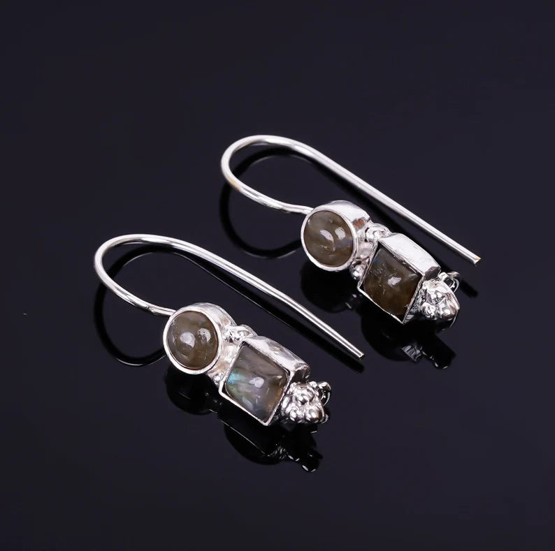 Labradorite Gemstone Handcrafted Drop Earrings