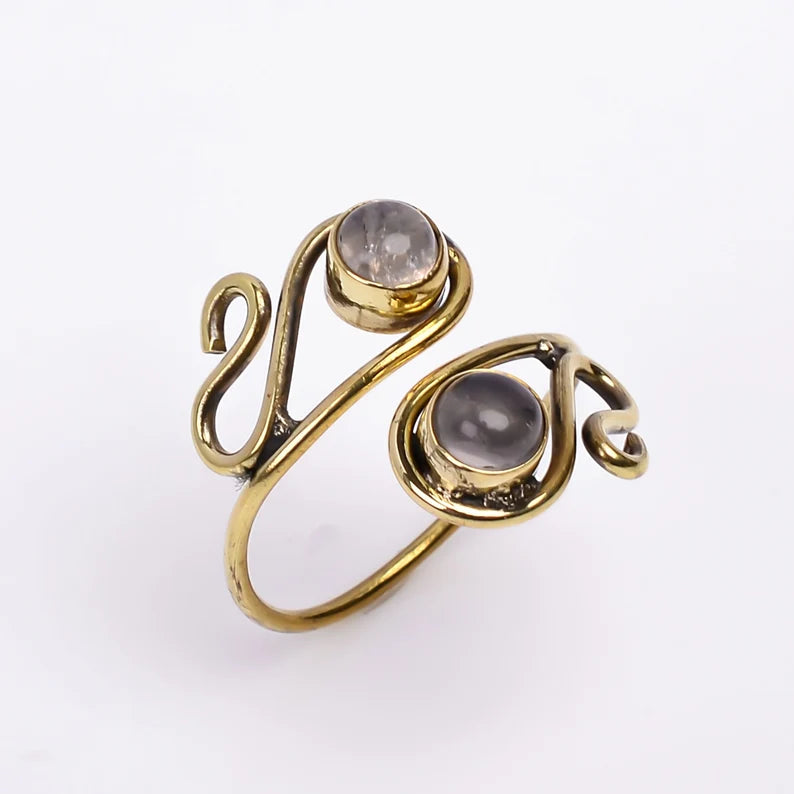 Amethyst Gemstone Handmade Open Adjustable Ring