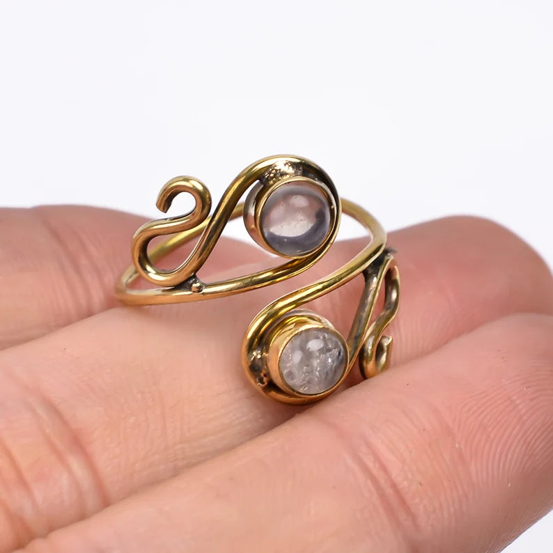 Amethyst Gemstone Handmade Open Adjustable Ring