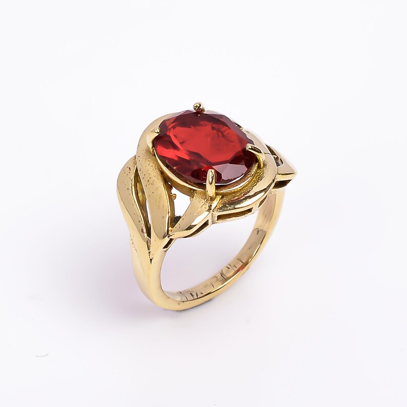 Garnet Gemstone Engagement Ethnic Style Handmade Ring