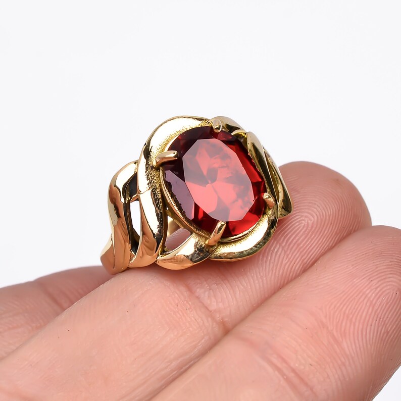 Garnet Gemstone Engagement Ethnic Style Handmade Ring